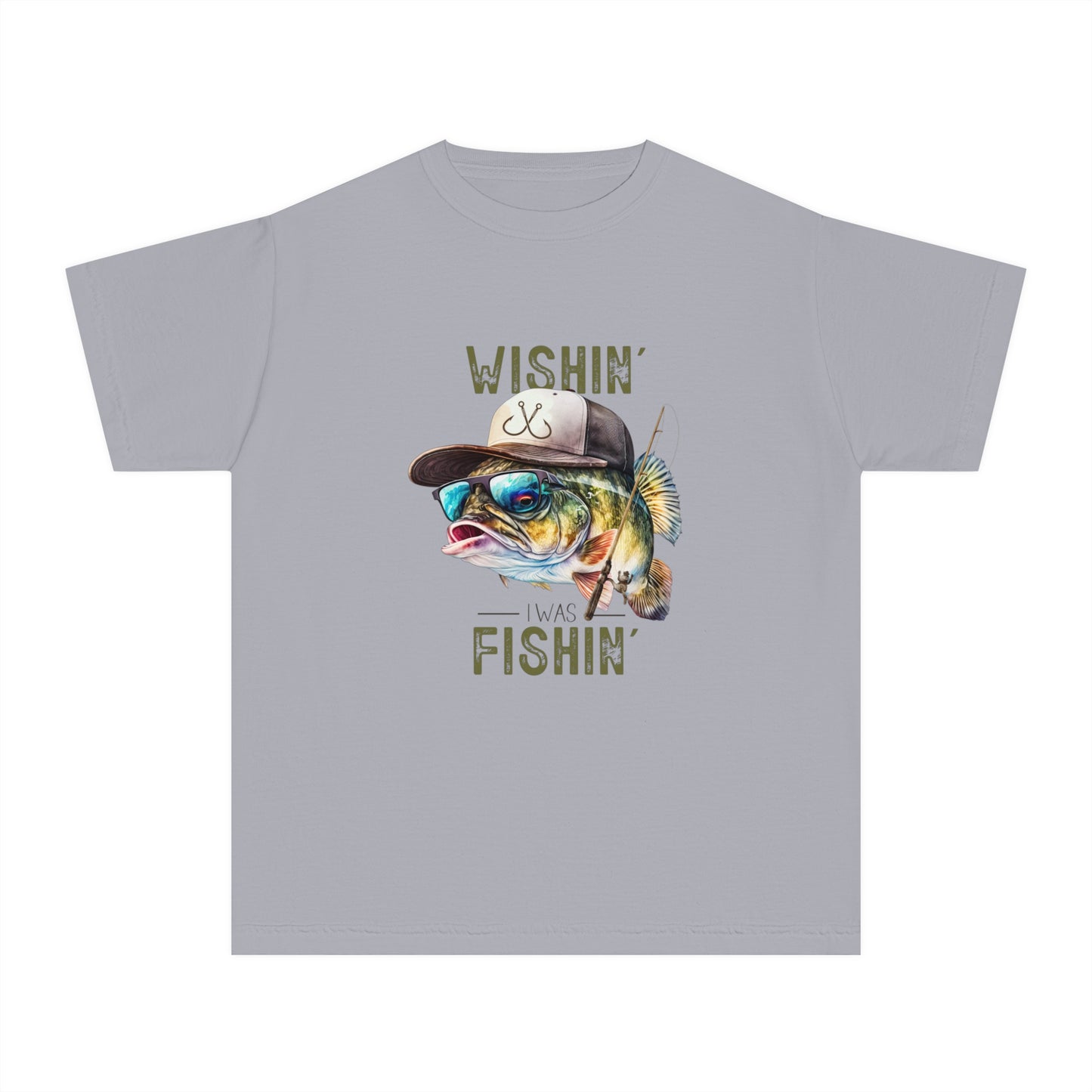 Youth Midweight Tee - 'Wishin' I Was Fishin'' Graphic T-Shirt for Young Anglers