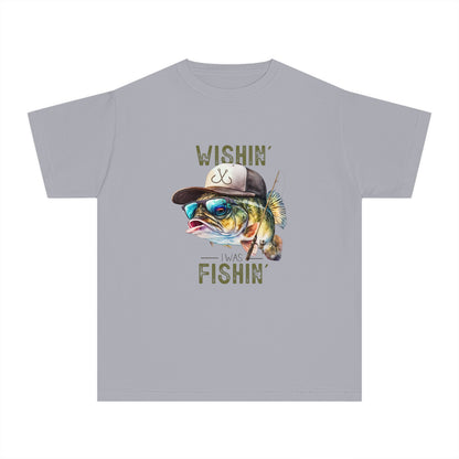 Youth Midweight Tee - 'Wishin' I Was Fishin'' Graphic T-Shirt for Young Anglers