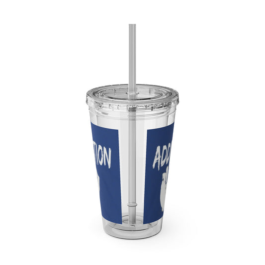 Sunsplash 16oz Tumbler with Straw – Stylish Addiction Design for Everyday Hydration