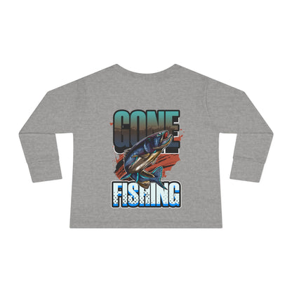 Wishin' I Was Fishin' Toddler Long Sleeve Tee - Fun Fishing Graphic Tee for Kids