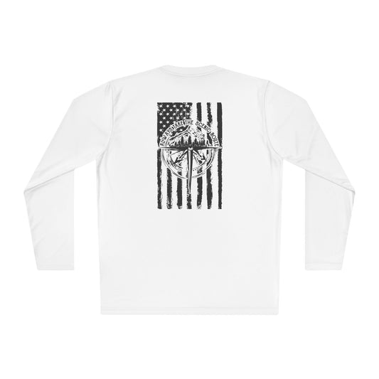 Unisex Lightweight Long Sleeve Tee | Vintage American Flag and Skull Design