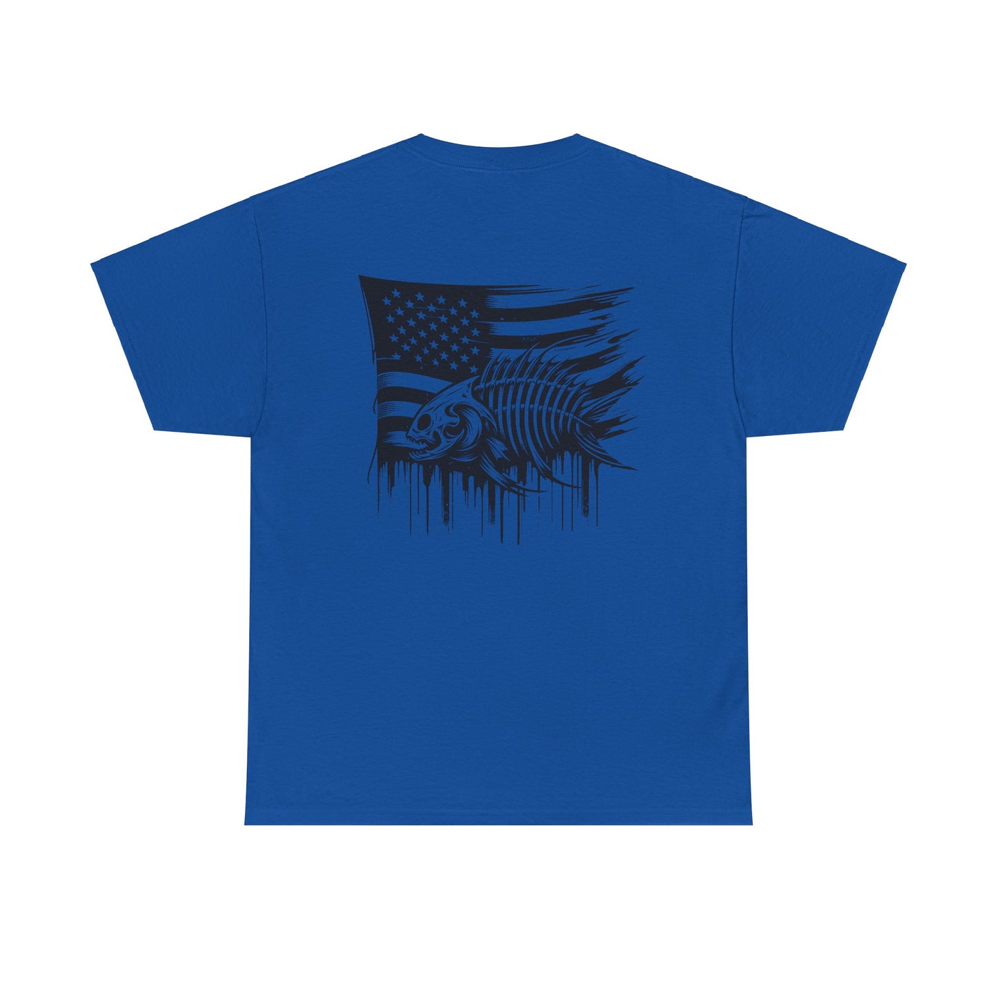 Fishing in The Dark Patriotic Fish Skeleton Unisex Heavy Cotton Tee