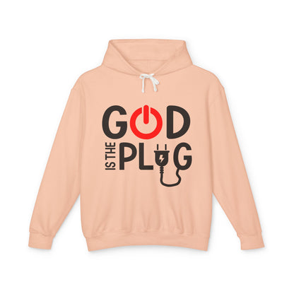 God is the Plug Unisex Lightweight Hoodie - Inspirational Sweatshirt for Daily Motivation