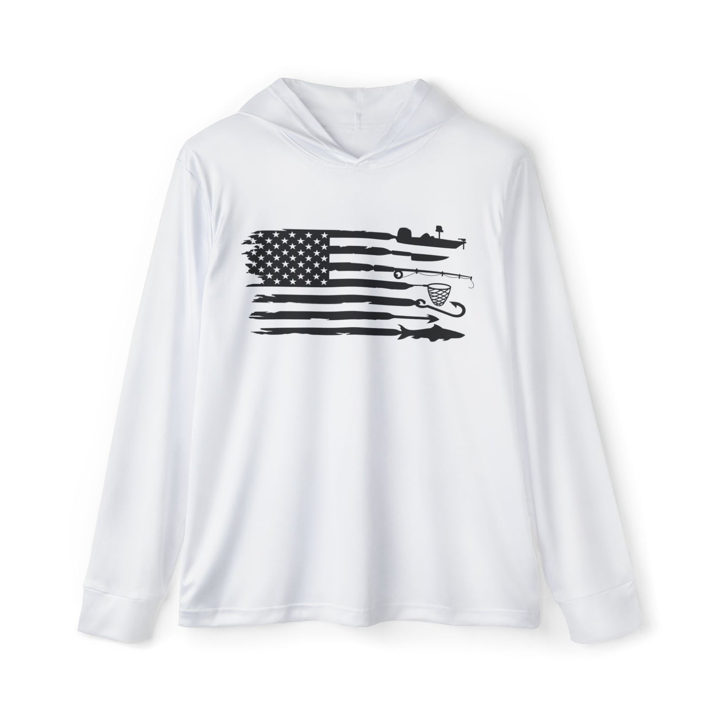 Men's Fishing in The Dark Sports Warmup Hoodie - American Flag Fishing Graphic