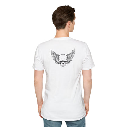 Unisex Softstyle T-Shirt - 'Addiction' Graphic with Skull & Wings Design