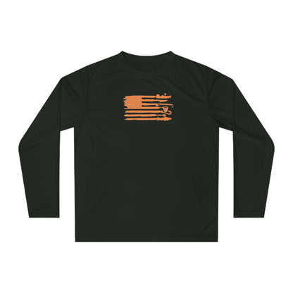 Weekend Hooker Unisex Performance Long Sleeve Shirt - Fishing Apparel with American Flag Design