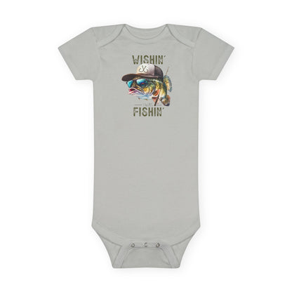 Fishing Baby Onesie® - 'Wishin' & Fishin' Design, Perfect for Outdoor Enthusiasts