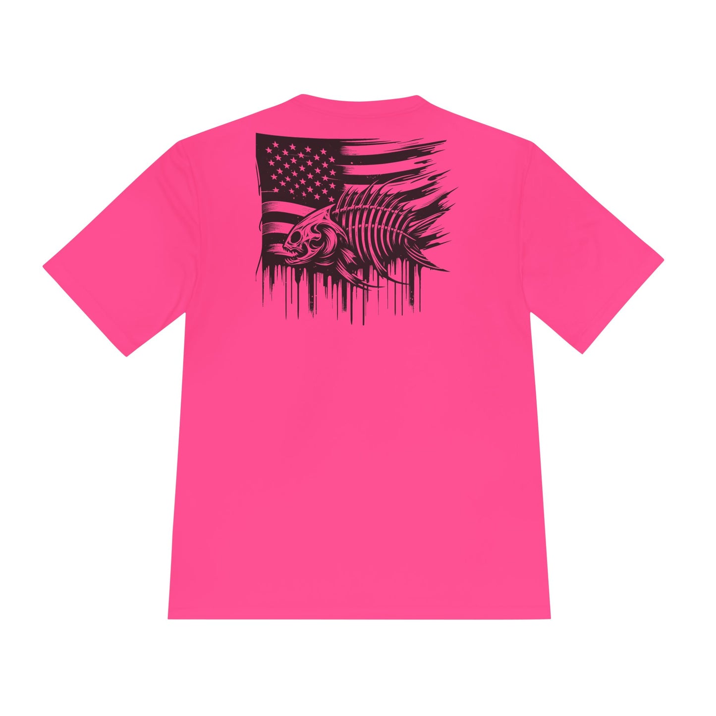 Unisex Moisture Wicking Tee with American Flag and Fish Design - Perfect for Outdoor Enthusiasts