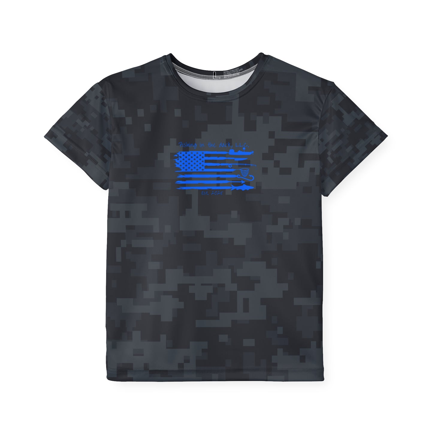 Kids Camouflage Sports Jersey with American Flag Design