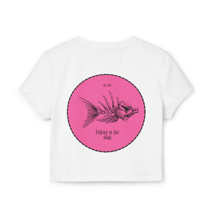 Fishing in the Dark Women's Baby Tee - Fun Graphic Tee for Fishing Enthusiasts