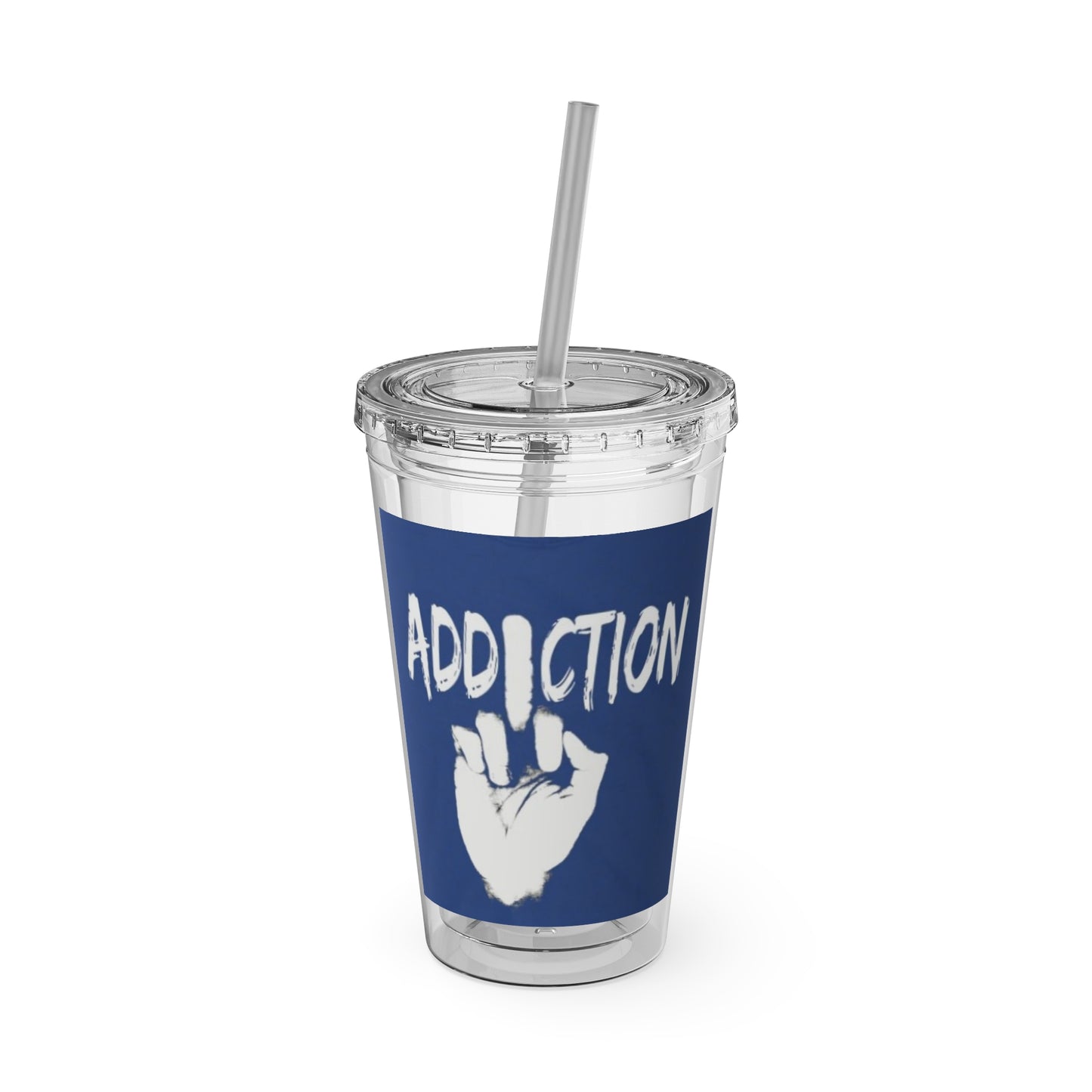 Sunsplash 16oz Tumbler with Straw – Stylish Addiction Design for Everyday Hydration