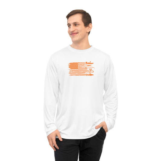 Weekend Hooker Unisex Performance Long Sleeve Shirt - Fishing Apparel with American Flag Design