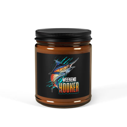 Weekend Hooker Scented Soy Candle - Multi-Size Amber Jar for Fishing Lovers