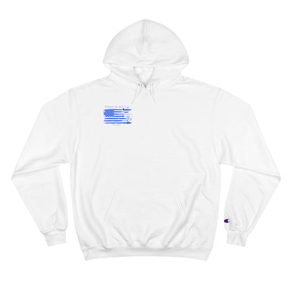 Skeleton Fishing in the Dark Champion Hoodie - White USA Flag Design