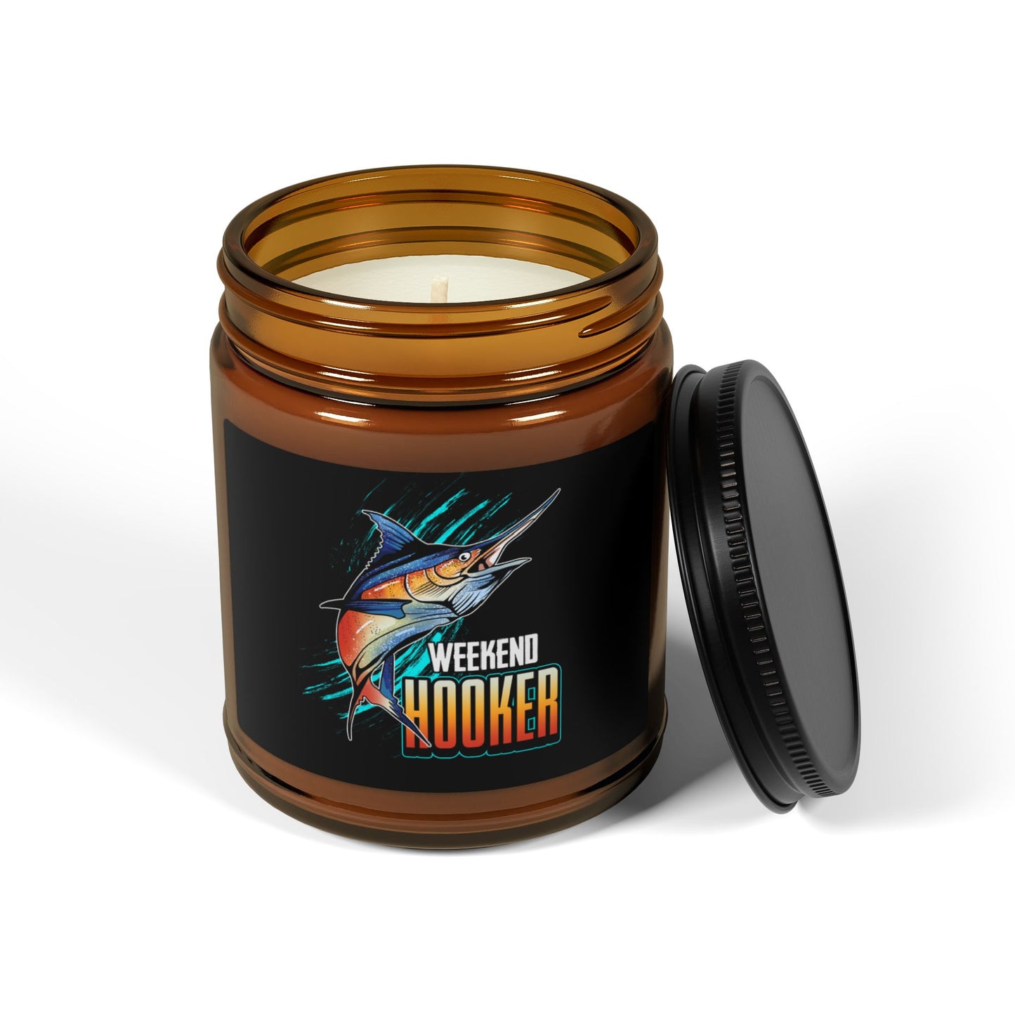 Weekend Hooker Scented Soy Candle - Multi-Size Amber Jar for Fishing Lovers