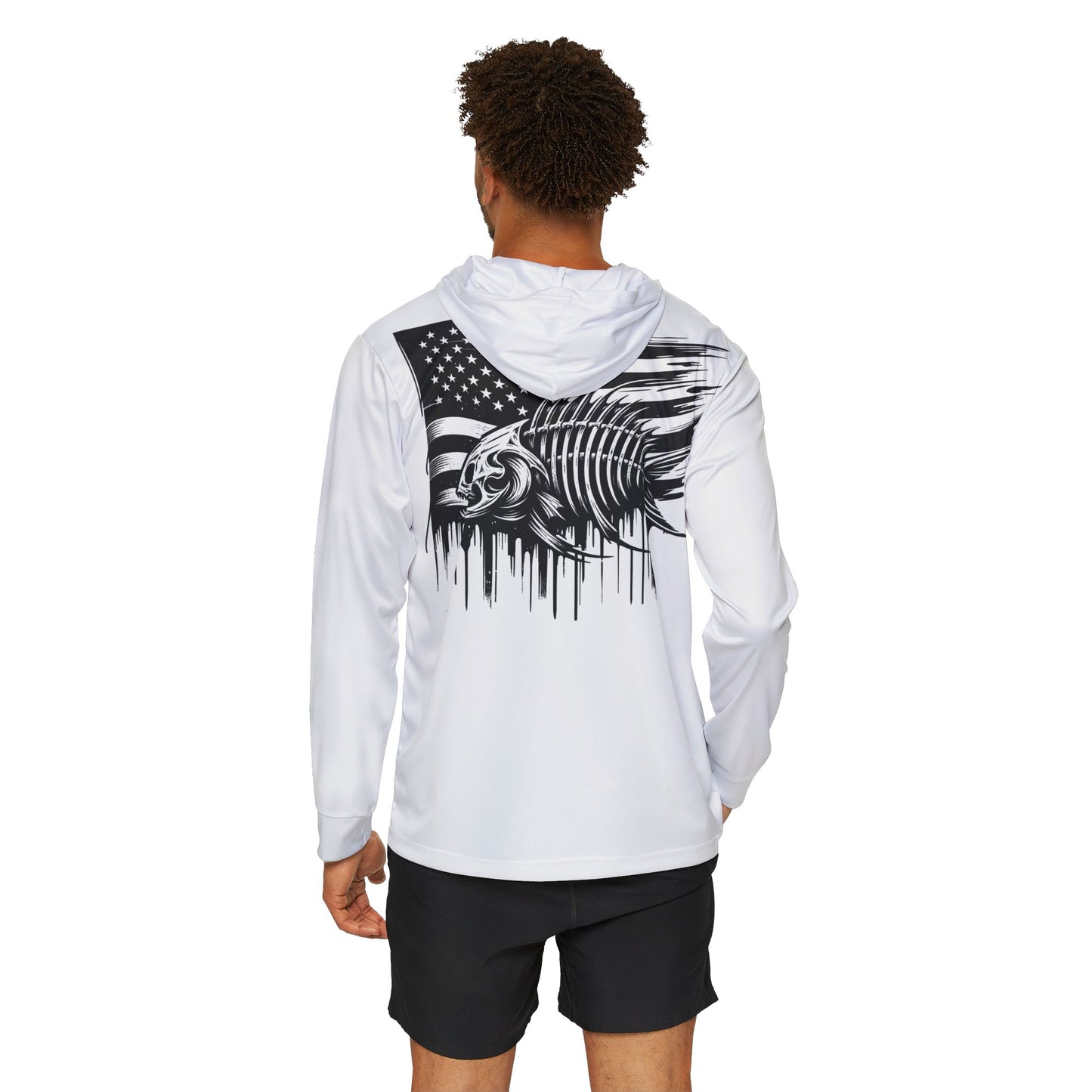 Men's Fishing in The Dark Sports Warmup Hoodie - American Flag Fishing Graphic