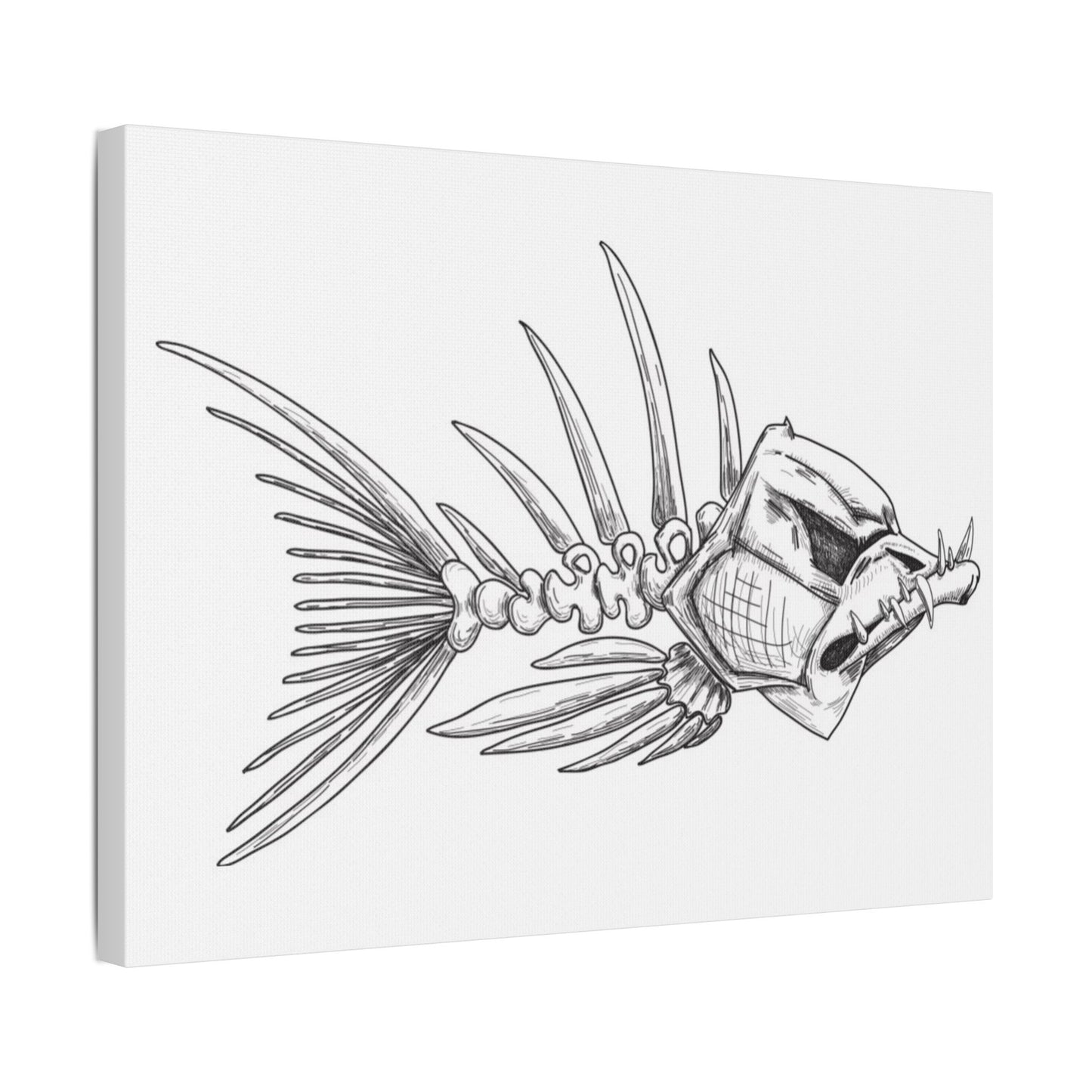 Artistic Fish Skeleton Canvas Print - Unique Home Decor for Ocean Lovers