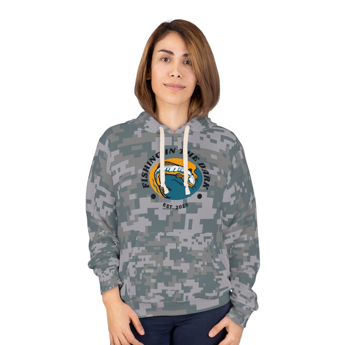 Camo Fishing in The Dark Pullover Hoodie - Perfect for Outdoors Enthusiasts