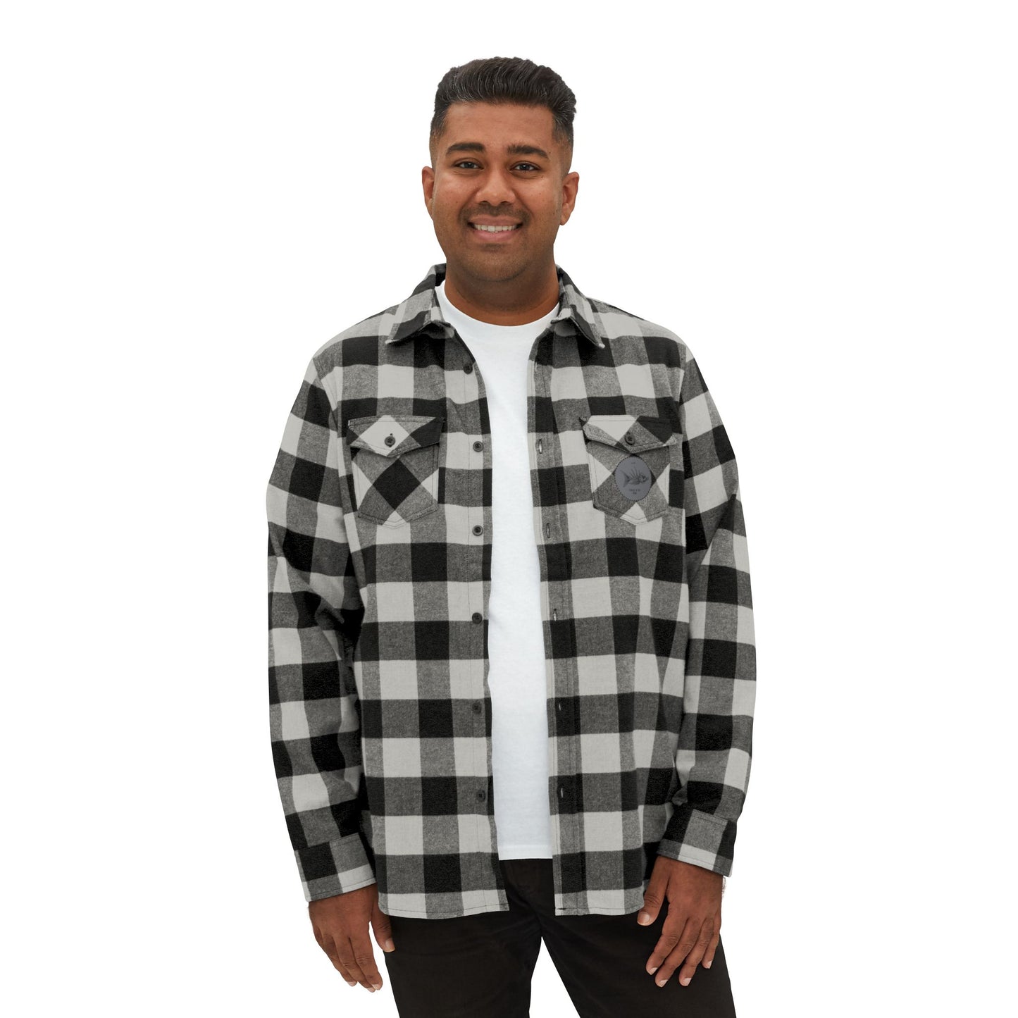 Cozy Unisex Flannel Shirt - Classic Black and White Checkered Pattern