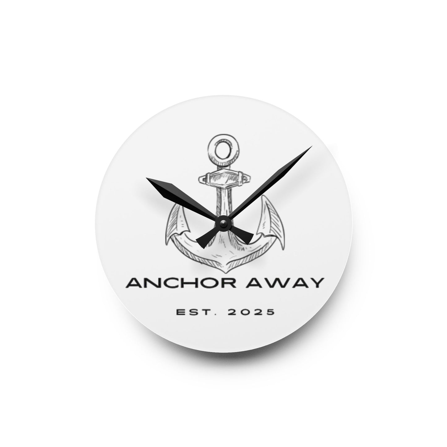 Nautical Acrylic Wall Clock - 'Anchor Away - Est. 2025'