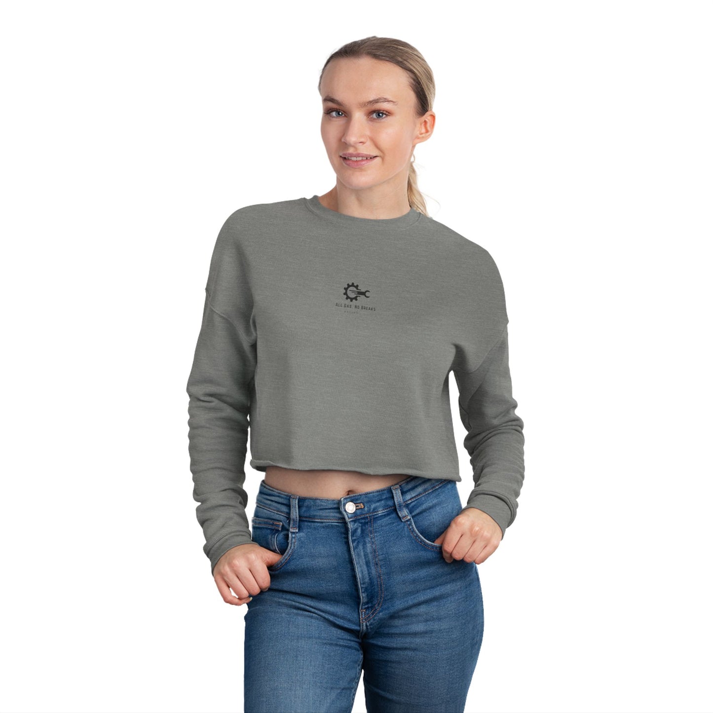 Women's Cropped Sweatshirt - 'Dirty Hands, Clean Money' Casual Statement Top