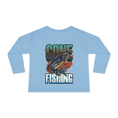 Wishin' I Was Fishin' Toddler Long Sleeve Tee - Fun Fishing Graphic Tee for Kids