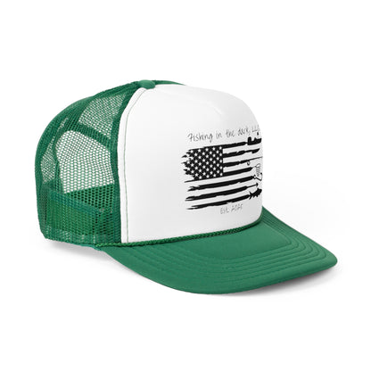 Fishing Trucker Cap with American Flag Design | Outdoor Fishing Enthusiast Hat