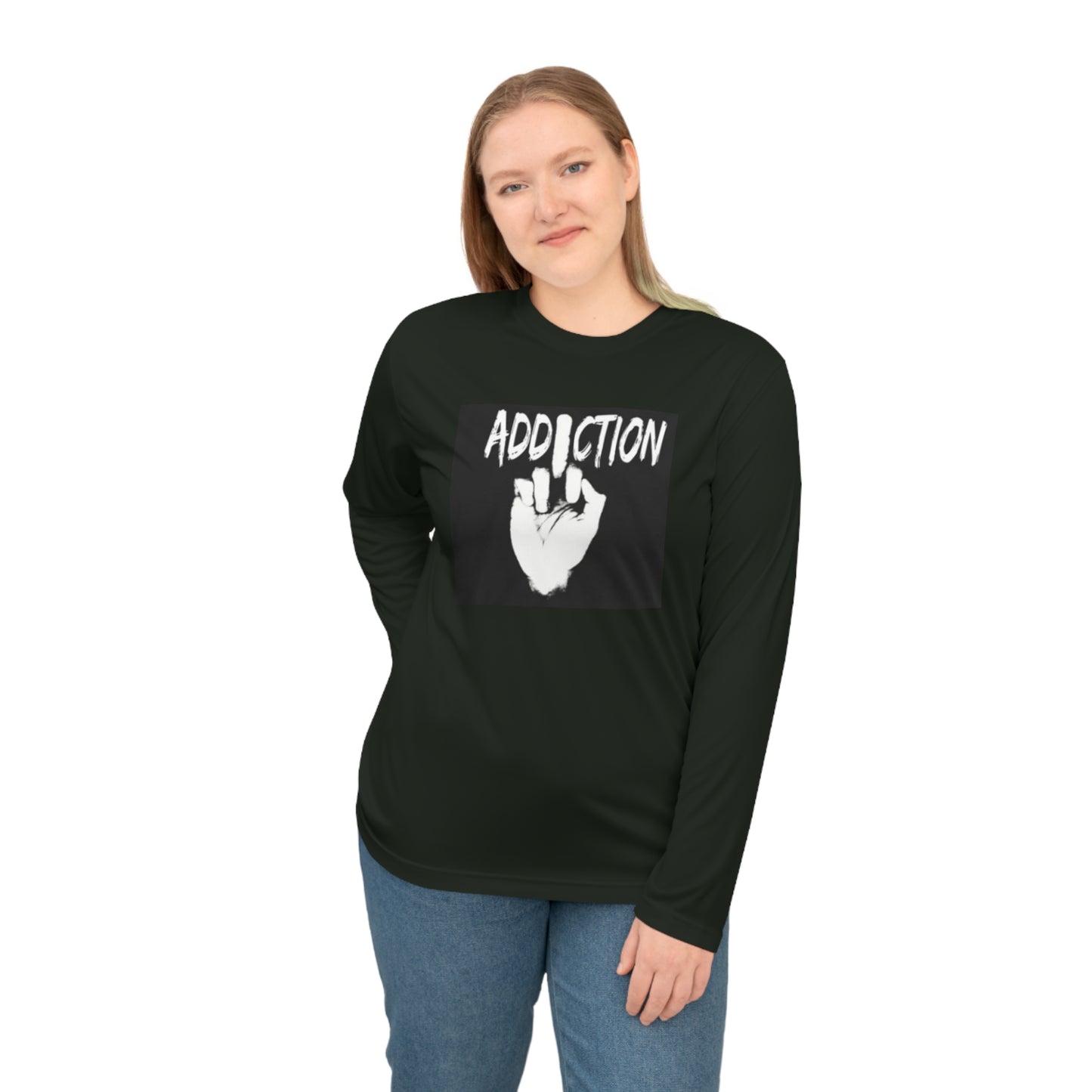 Unisex Performance Long Sleeve Shirt - 'Addiction' Graphic Fitness Top