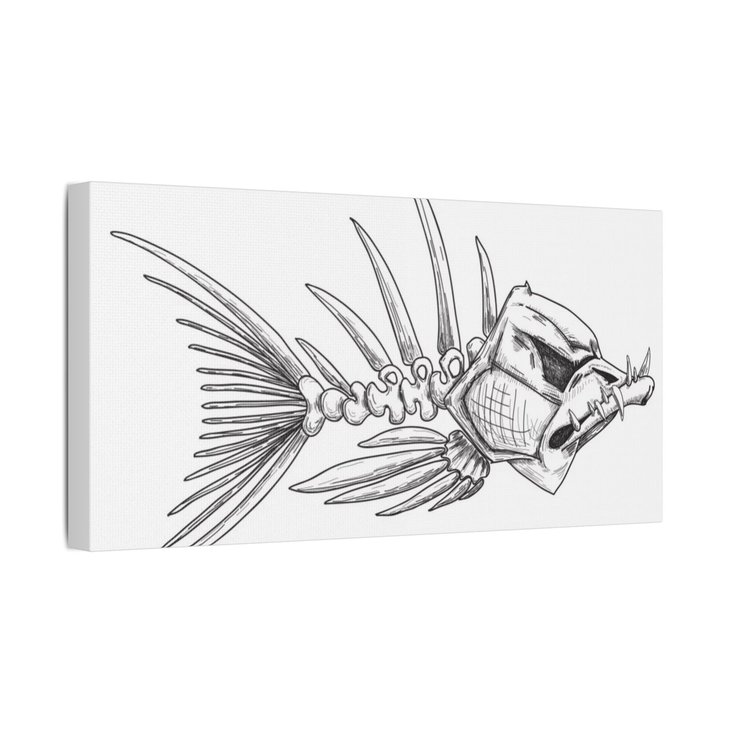 Artistic Fish Skeleton Canvas Print - Unique Home Decor for Ocean Lovers