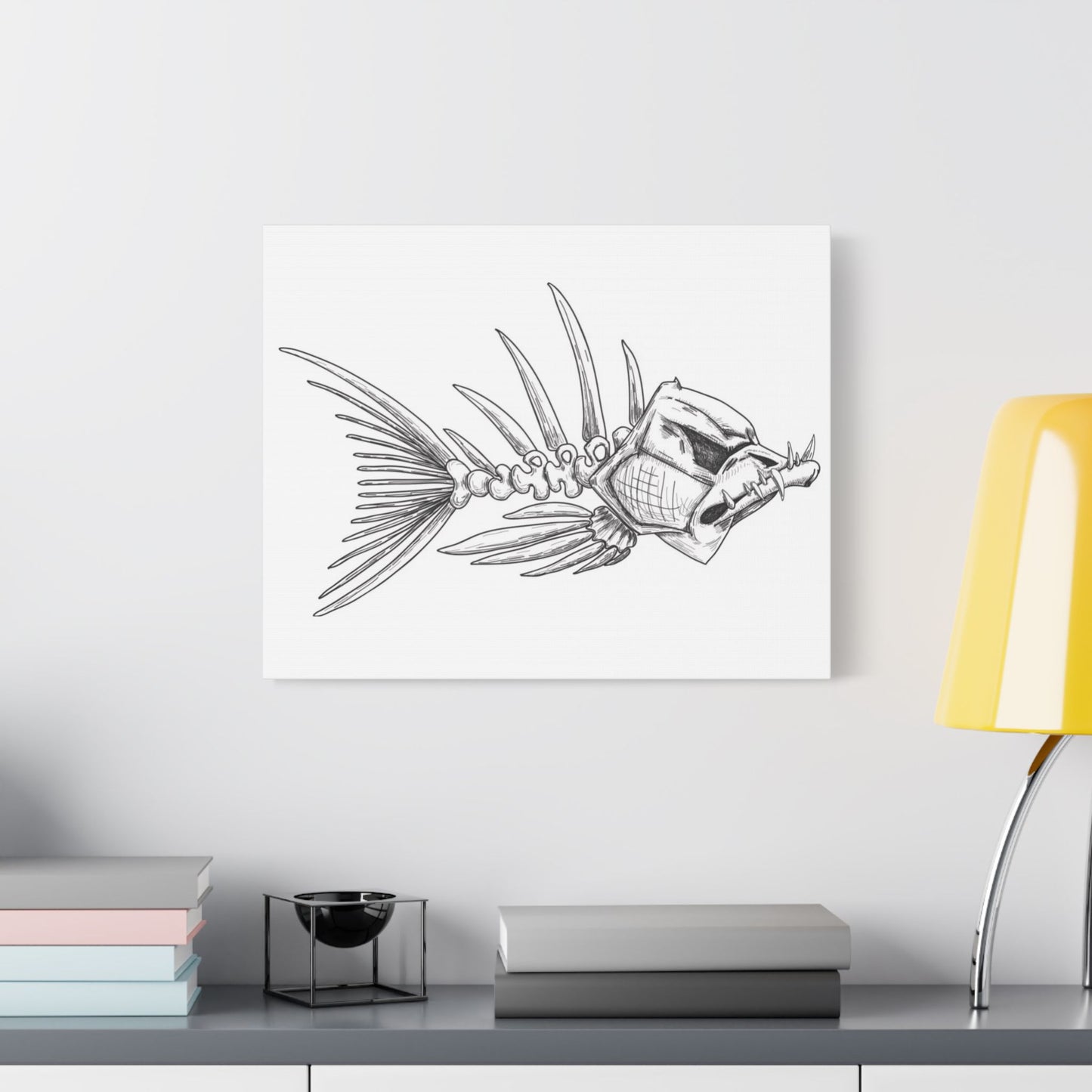 Artistic Fish Skeleton Canvas Print - Unique Home Decor for Ocean Lovers