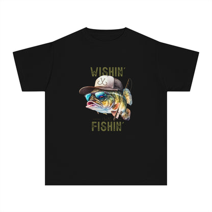 Youth Midweight Tee - 'Wishin' I Was Fishin'' Graphic T-Shirt for Young Anglers