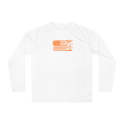 Weekend Hooker Unisex Performance Long Sleeve Shirt - Fishing Apparel with American Flag Design