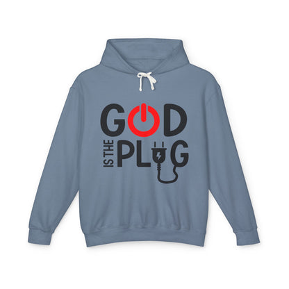 God is the Plug Unisex Lightweight Hoodie - Inspirational Sweatshirt for Daily Motivation