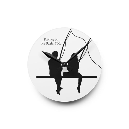 Fishing in the Dark Acrylic Wall Clock - Unique Home Decor for Couples