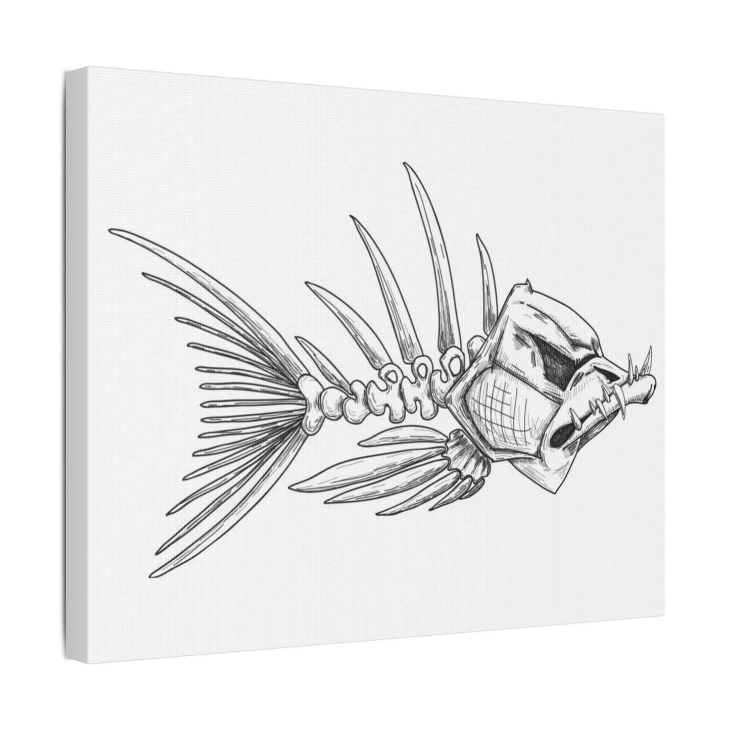 Artistic Fish Skeleton Canvas Print - Unique Home Decor for Ocean Lovers