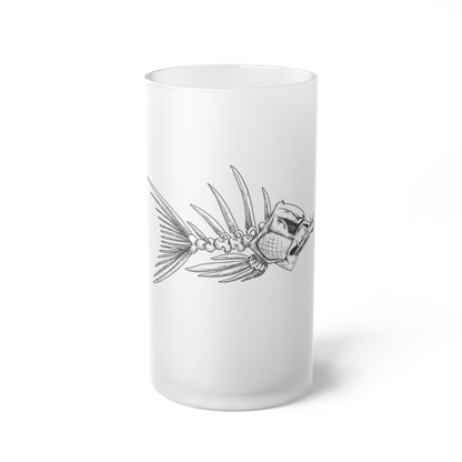 Chic Frosted Glass Beer Mug with Fish Design - Perfect for Parties and Gifting