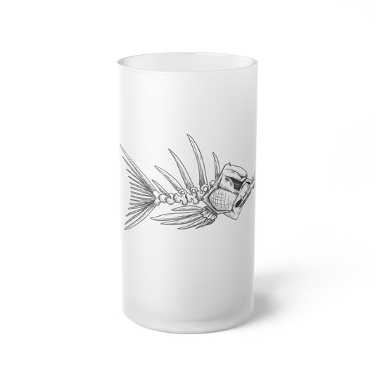 Chic Frosted Glass Beer Mug with Fish Design - Perfect for Parties and Gifting