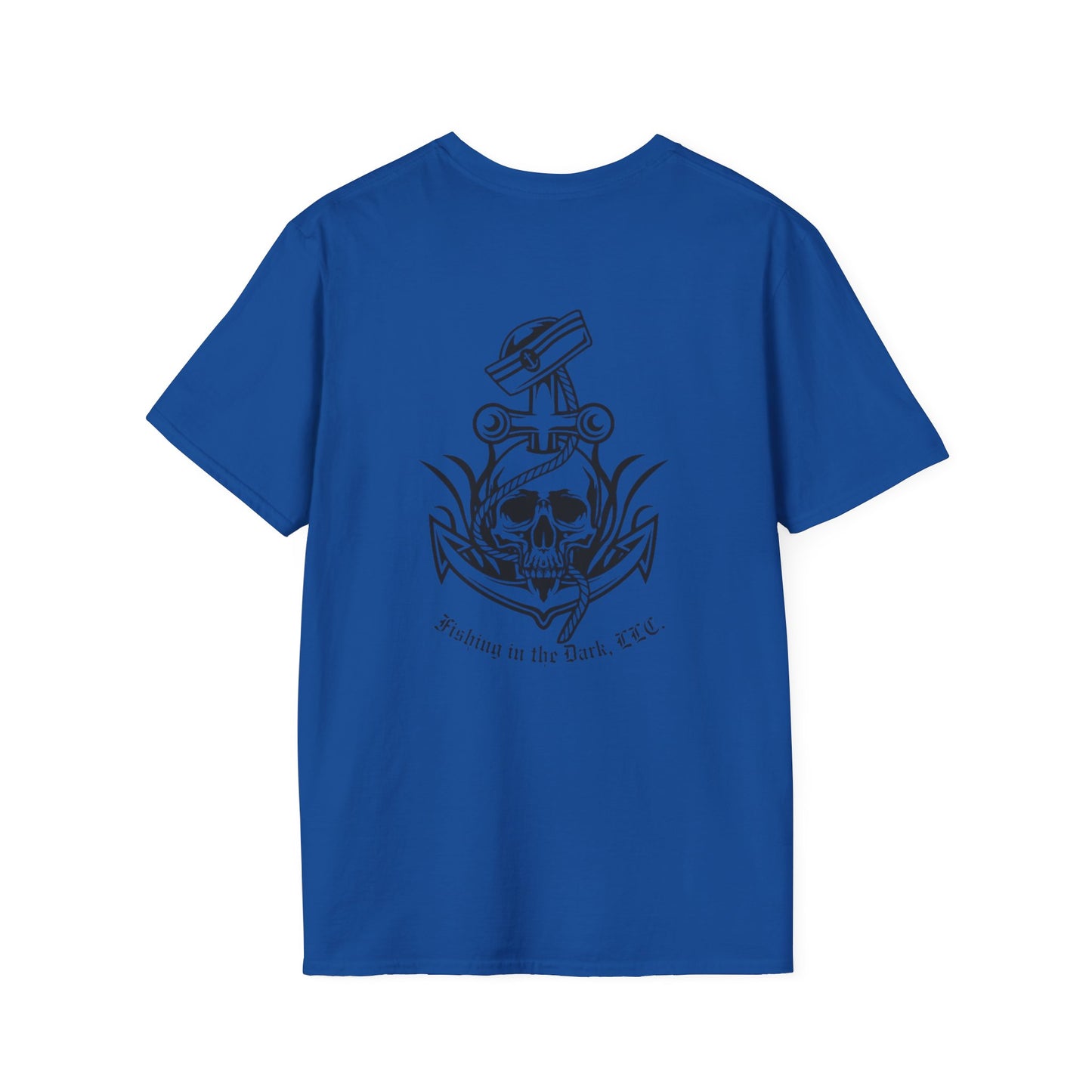 Fishing Enthusiast Unisex Softstyle T-Shirt - 'Fish On' & Skull Design