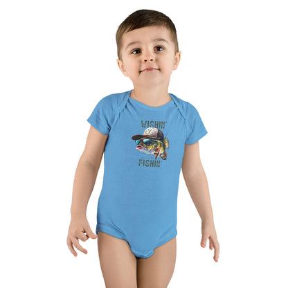 Fishing Baby Onesie® - 'Wishin' & Fishin' Design, Perfect for Outdoor Enthusiasts