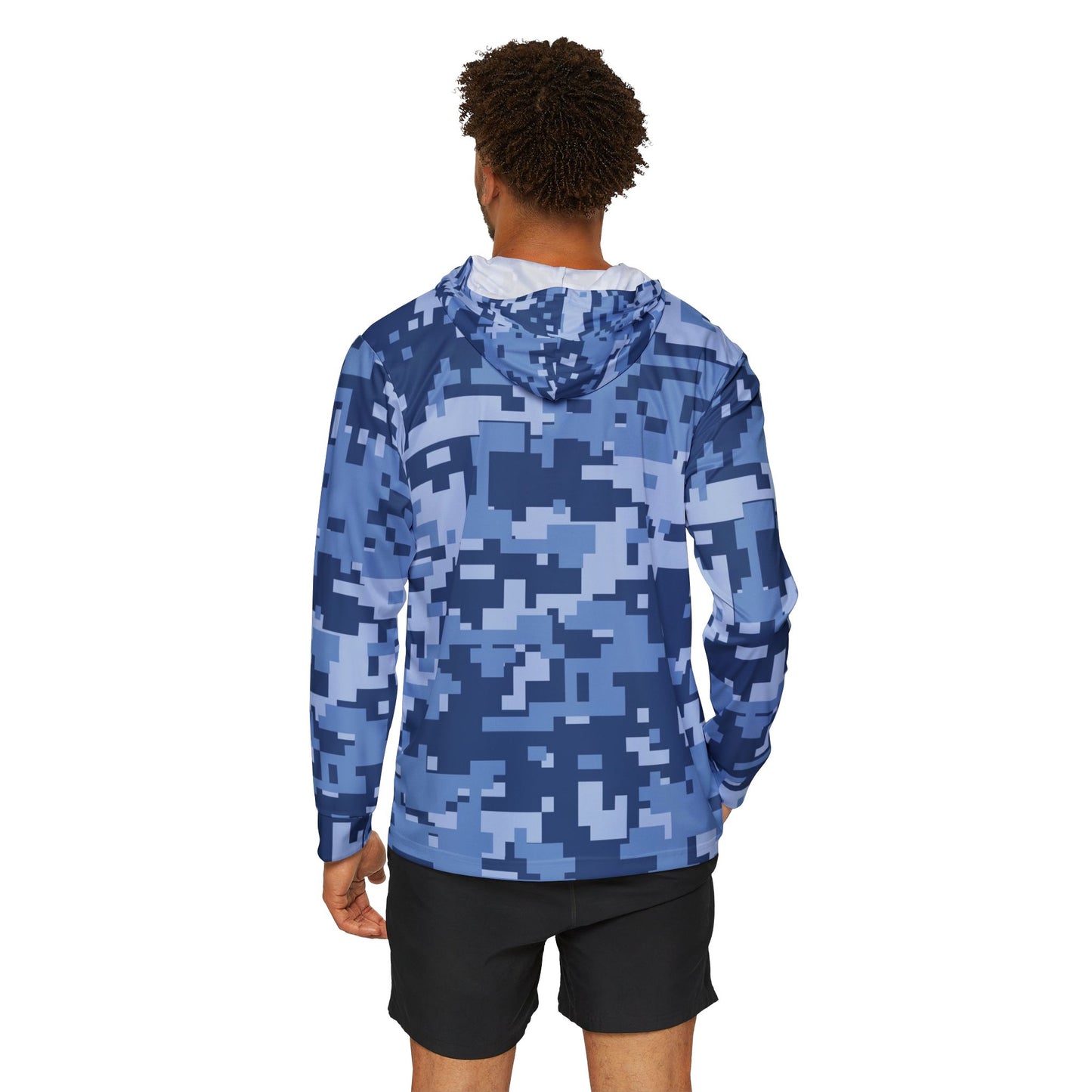 Unisex Fishing In The Dark Sports Blue Camo Warmup Hoodie - Comfortable and Stylish Activewear