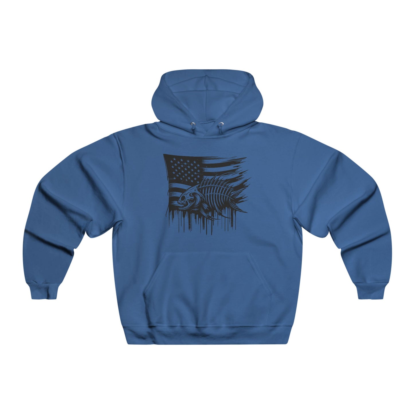 Men's American Flag Fish Graphic Hoodie - Perfect for Outdoor Lovers