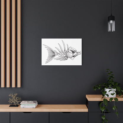 Artistic Fish Skeleton Canvas Print - Unique Home Decor for Ocean Lovers