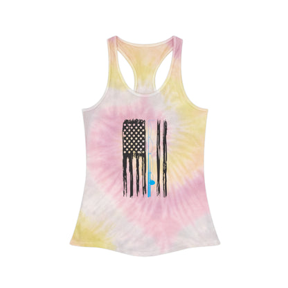 Patriotic Tie Dye Racerback Tank Top - Summer Outdoor Wear