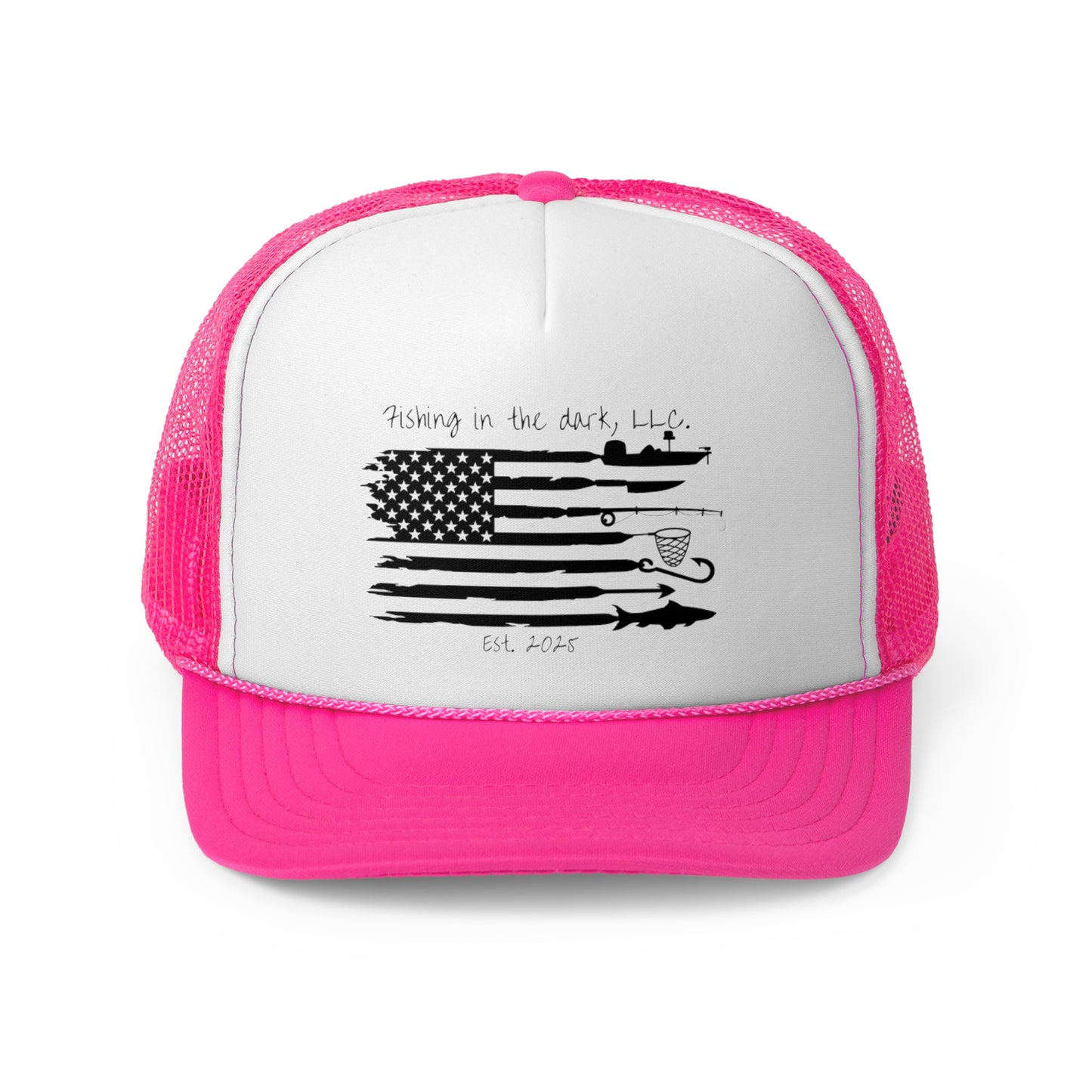 Fishing Trucker Cap with American Flag Design | Outdoor Fishing Enthusiast Hat