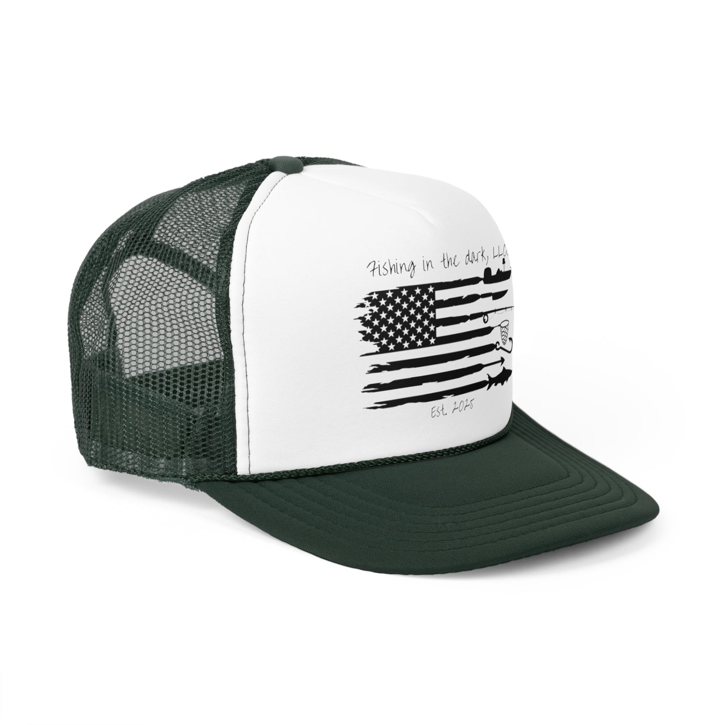 Fishing Trucker Cap with American Flag Design | Outdoor Fishing Enthusiast Hat