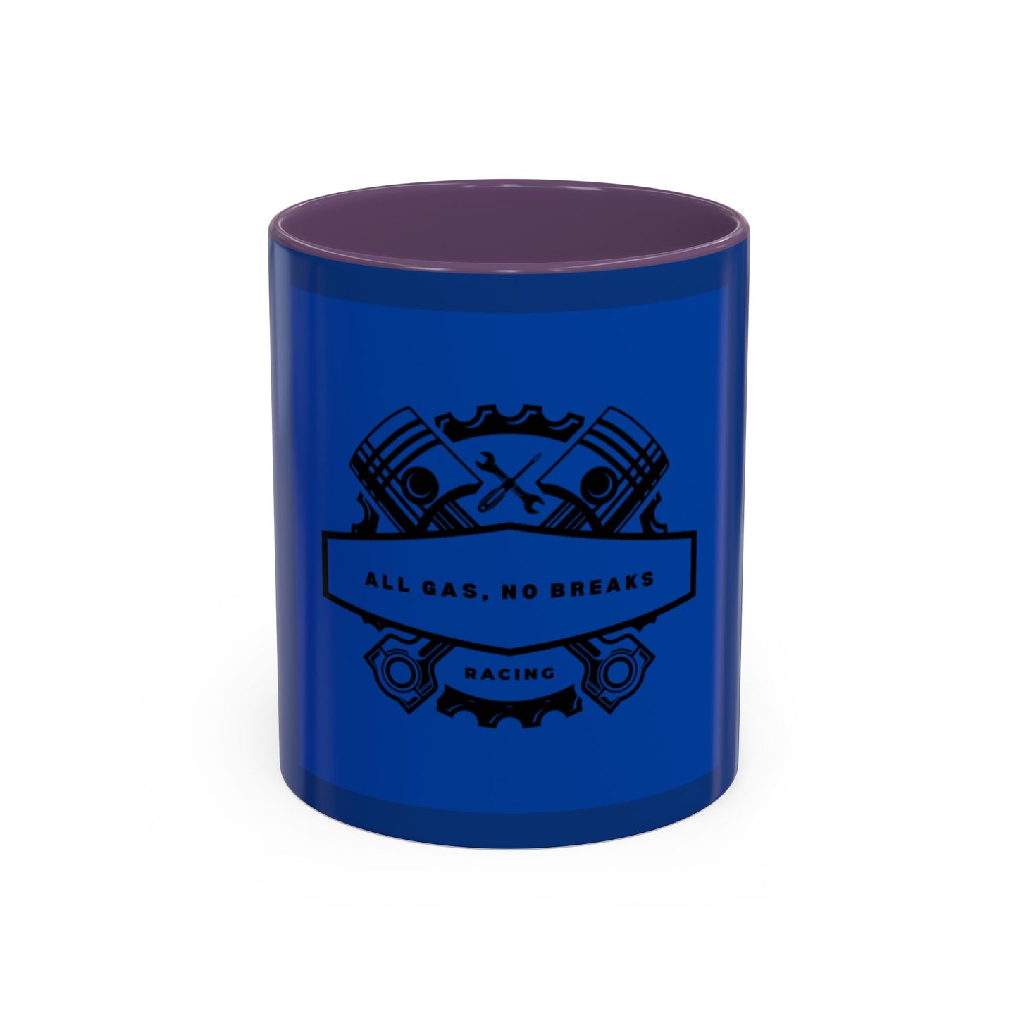 All Gas, No Breaks Racing Coffee Mug - 11 & 15oz Blue Accent