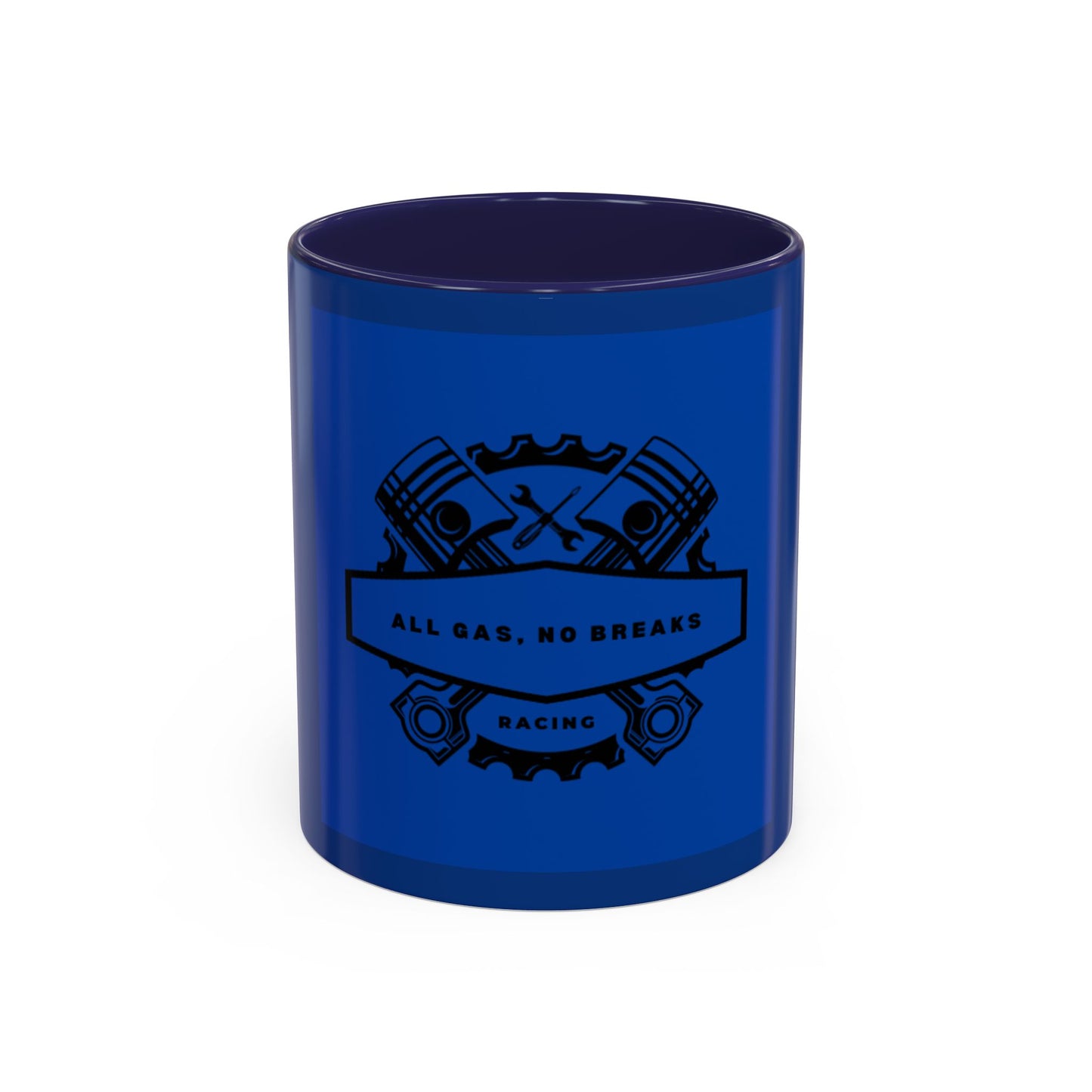 All Gas, No Breaks Racing Coffee Mug - 11 & 15oz Blue Accent