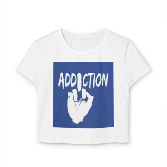 Addiction Women's Baby Tee - Trendy Cropped T-Shirt for Everyday Wear