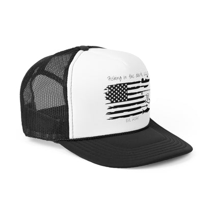 Fishing Trucker Cap with American Flag Design | Outdoor Fishing Enthusiast Hat