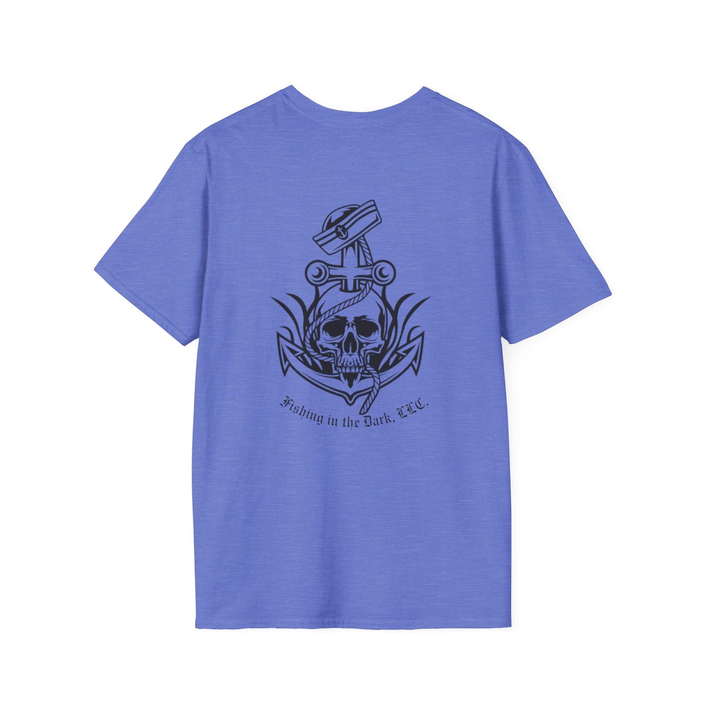 Fishing Enthusiast Unisex Softstyle T-Shirt - 'Fish On' & Skull Design